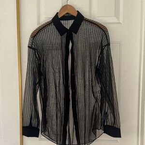 SHEIN Black Sheer Striped Shirt